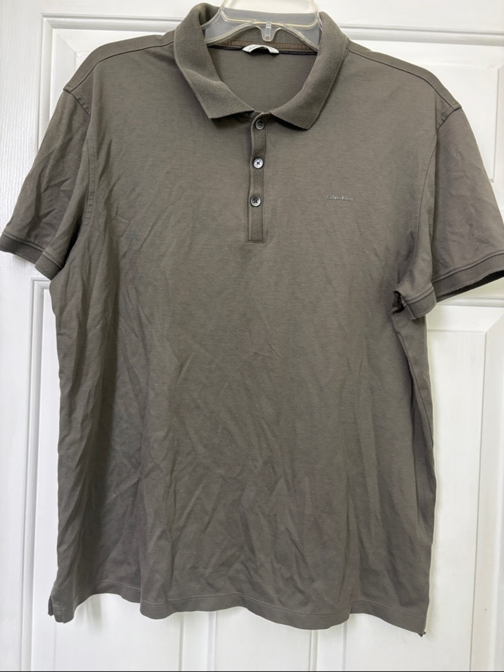 Calvin Klein Men's Polo Shirt in Olive Gray